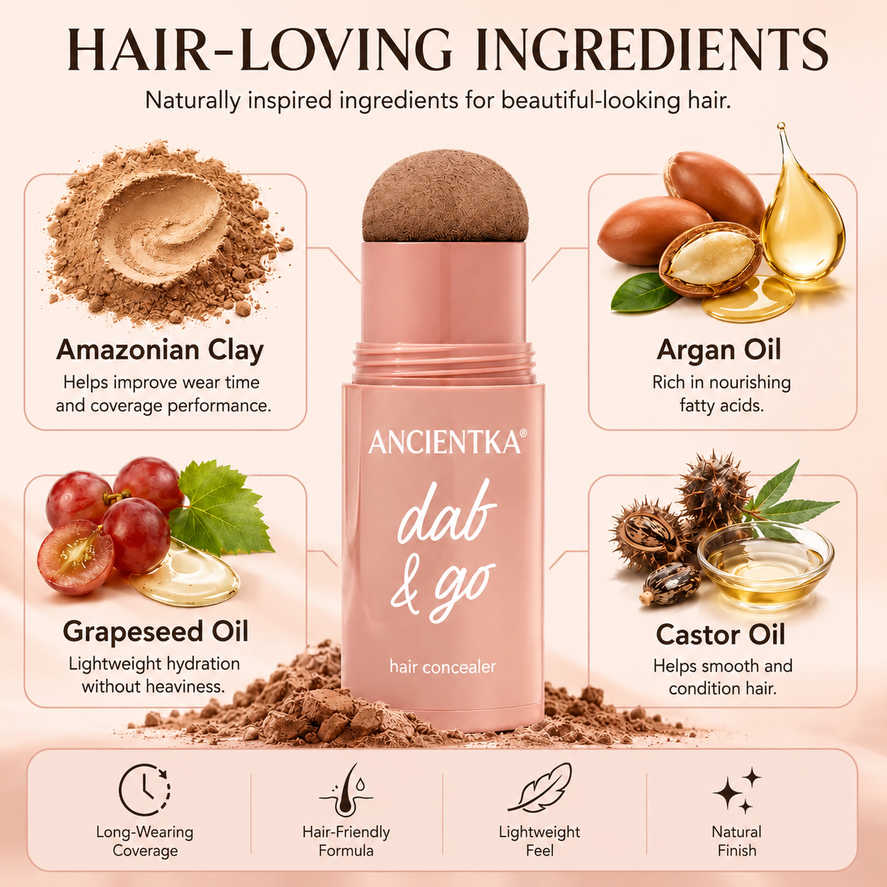 Ancientka 10-Second Hair Concealer  Cover Grays • Fill Thin Areas • Perfect Your Hairline